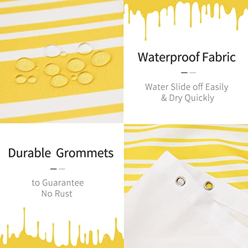 Mitovilla Yellow Shower Curtain Set, Farmhouse Boho Striped Shower Curtain, White Gold Tassel Fabric Shower Curtain For Bathroom Decor, Modern Fall Tribal Shower Curtain, 72 X 72, Mustard #TOP4