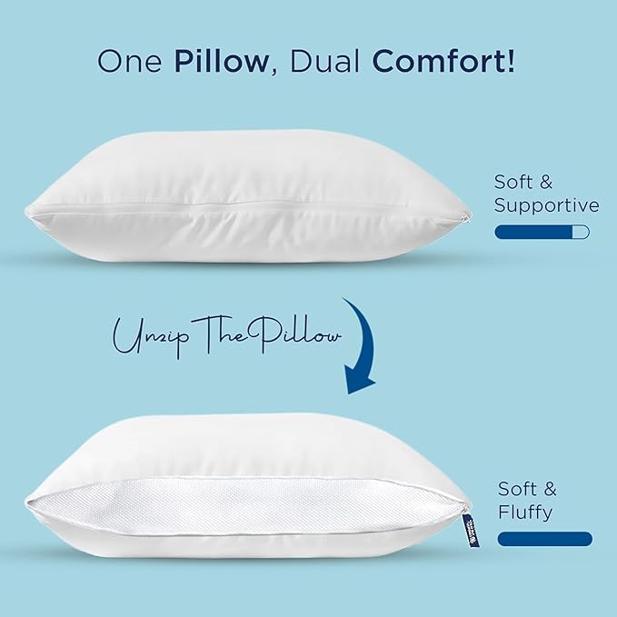 The Sleep Company Smart Adjustable Plush Pillow|Super Soft & Fluffy| White, Pack of 2,Microfiber - Image 2 thumbnail