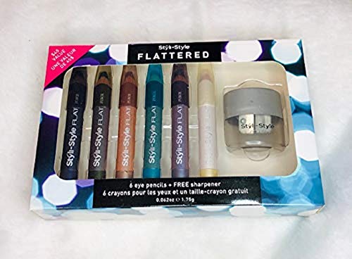 Styli-Style Flat Liner Pencil Set With Sharpener 6 Pencils London Sydney Rio Casablanca Athens Buenos Aires