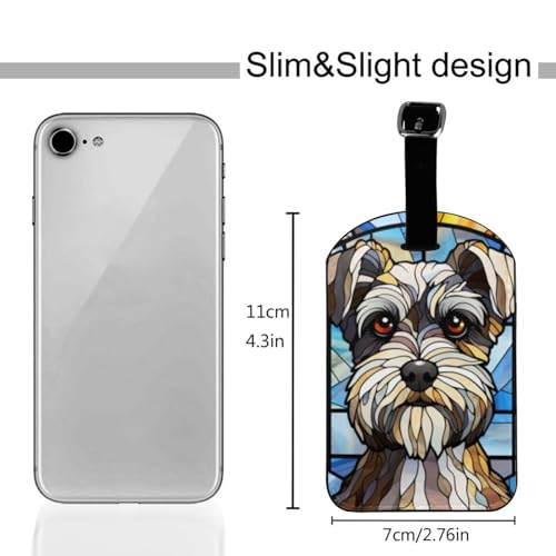Schnauzer Luggage Tags for Suitcases,Travel Leather Luggage/Bag Name Tag Gift for Women,Men,Kids,Dog Lover, Cute Suitcase Tags Luggage Identifiers,Funny Baggage Tags for Travel (Schnauzer)4