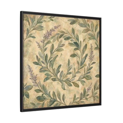 Toile canvas sauge style fresque avec cadre premium de 3 cm