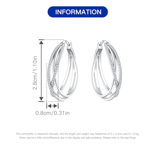 925 Sterling Silver Hoop Earrings for Women, Small and Large Trendy Hoops Hypoallergenic Huggie Earrings Statement Fashion Jewelry Gifts for Sensitive Ear - Double Loop3