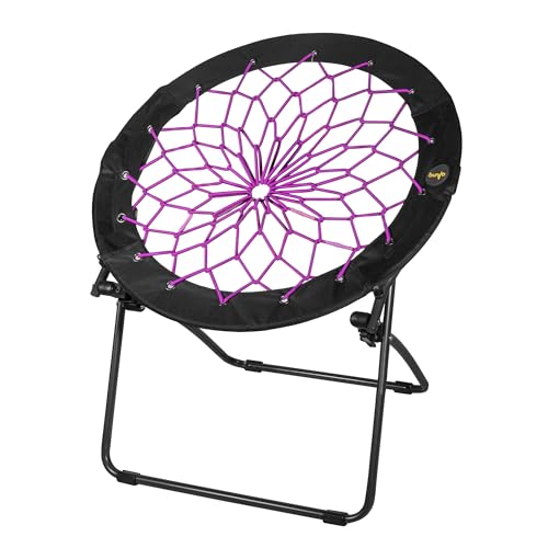 Zenithen Foldable 29 Bunjo Bungee Chair Plum Jam (Pack of 1) - Lightweight Collapsible Seating for Teens Adults Dorms Bedrooms Camping & Gaming - 225lb Capacity Portable Seat