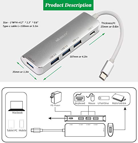 Image of K1-HUB Type-C to USB 3.0 HUB, Supports OTG Protocol, has PD Function, 5 in 1 expands 4 USB3.0 Ports, 1 TPYE-C. It is Suitable for Tablets, Mobile Phones and notebooks with TPYE-C Ports.