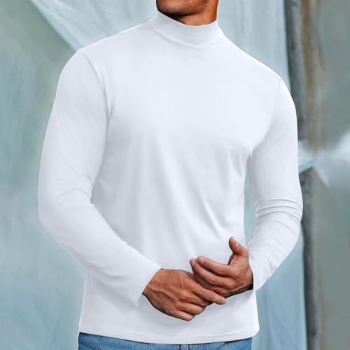 Uni Clau Mens Casual Mock Turtleneck Long Sleeve Pullover Stretchy Sweater Basic Thermal Undershirt Tops3