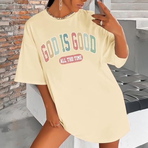 Image of Christian Shirts for Women Oversized God is Good Shirt Religious Jesus Faith Inspirational Tshirt Bible Verse Tee Top