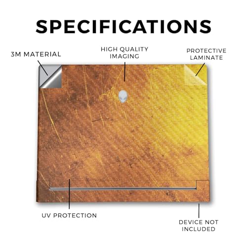 Image of Carbon Fiber Laptop Skin Compatible with Alienware X16 R2 (2024) - Textured Gold - Premium 3M Vinyl Protective Wrap Decal Cover - Easy to Apply | Crafted in The USA by MightySkins