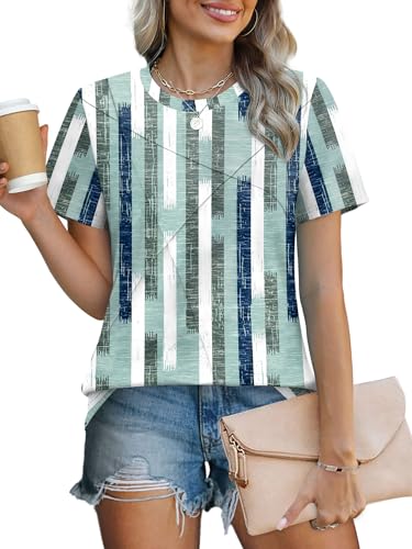 Image of XIEERDUO Womens Summer Tops 2026 Pleated Round Neck Short Sleeve Shirts Business Casual