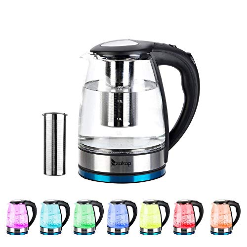 Tetera Eléctrica de Vidrio y Acero con LED 7 Colores 1.8L miniatura 1