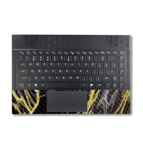 Image of MightySkins Carbon Fiber Skin Compatible with Alienware X14 R2 (2023) Full Wrap Kit - Black Marble Glitter | Protective, Durable Textured Carbon Fiber Finish | Easy to Apply | Made in The USA