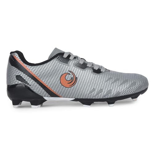 Image of Liberty Freedom Joga Sports Lacing Football and Soccer Shoes for Men - Grey & Black | High Grip, Quick-Wear Elastic Laces | Comfortable, Lightweight and Athletic Footwear | Hard Grassy Ground Surfaces
