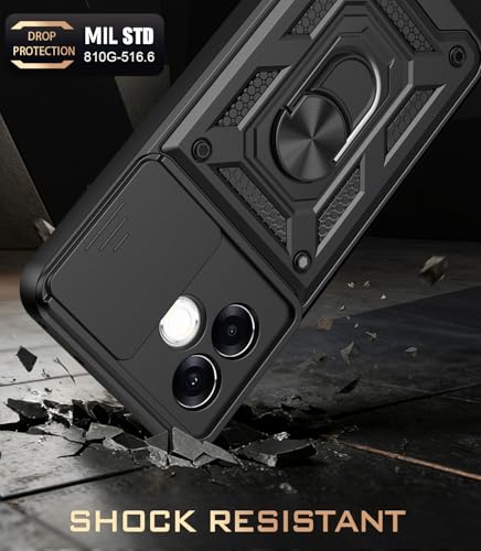 Image of Tough Armor Bumper Back Cover Case for Oppo F33 Pro 5G | Sliding Camera Cover, Kickstand & Ring Holder 360 Degree Protection Back Cover Case for Oppo F33 Pro 5G - Black