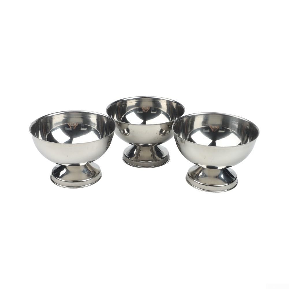 Cuencos de postre reutilizables de acero inoxidable plata