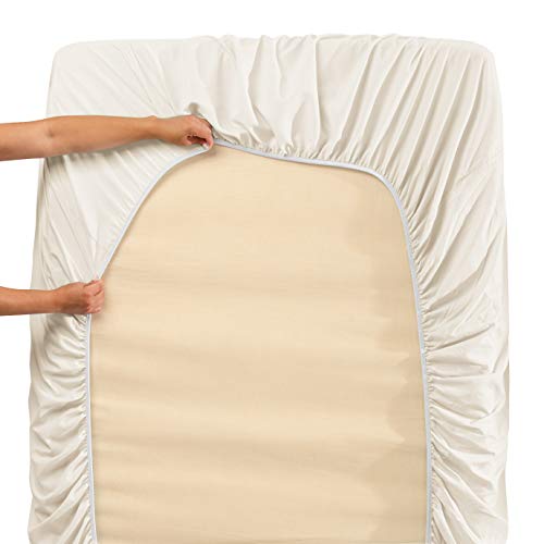 Image of Hearth & Harbor Extra Deep Pocket King Sheet Set, Off White | 4 Piece Bed Sheet Set, Ultra Soft & Breathable, Fits Up to 24 inch Mattress, Hotel Luxury