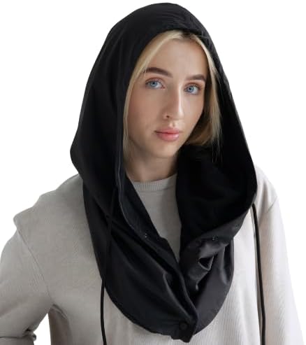 13Yellow Fleece Lined Hooded Scarf for Women – Warm, Windproof Balaclava Hat | Thermal Winter Cowl Hood