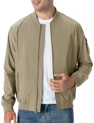 Image of TBMPOY Men's Windproof Bomber Jackets Lightweight Track Jackets Windbreaker Outdoor Golf Fashion Coat