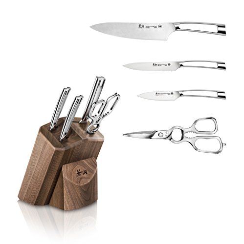 Cangshan N1 Series 1022605 German Steel Forged 5-Piece Starter Knife Block Set, Walnut