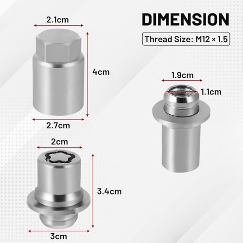 Image of Wheel Lock Lug Nut Set M12 x 1.5 Anti Theft Car Wheel Lock Lug Nuts Fit for Toyota Avalon Camry Corolla Mirai Prius Sienna Tacoma Lexus ES350 IS250 NX200T RX350 Replace 00276-00900