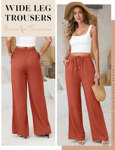Image of UMIPUBO Womens Linen Pants Flowy Palazzo Wide Leg Pants