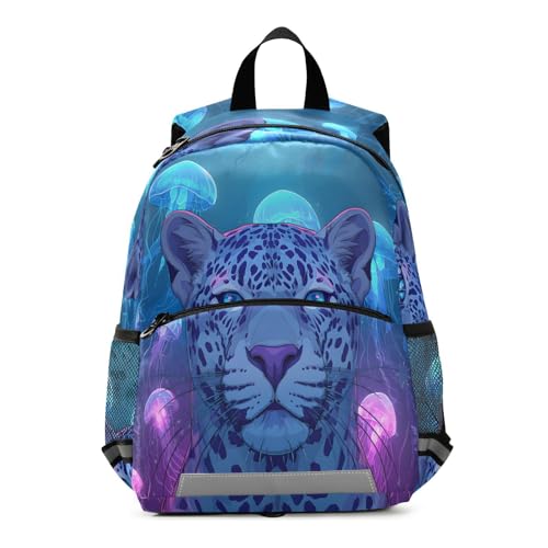panksolu Now Leopard Glowing Jellyfish Toddler Backpack for Boys Girls Kids Backpacks Preschool Bag Travel Bag