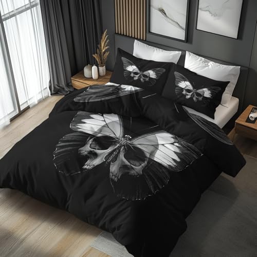 Parure de lit 220x240 gothique avec housse de couette tête de mort - 2