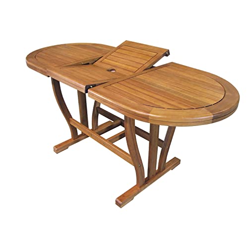 AC805078DB Table de jardin extensible en bois d'acacia blond et bord double