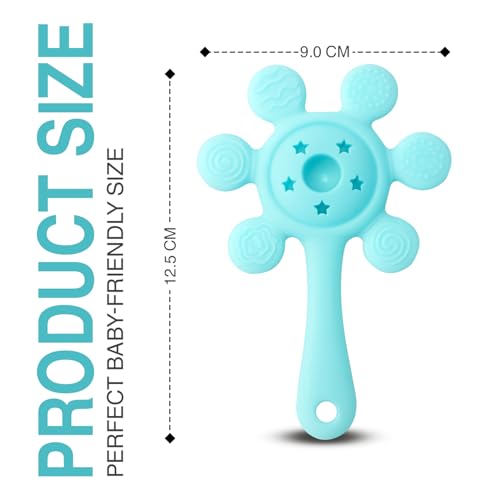 Image of Silicone Baby Teether & Rattle Toy - Soft & Safe for Infants, BPA-Free, Multi-Texture Design for Teething Relief & Early Development (Blue)