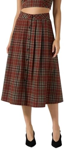 Pia Plaid Midi Skirt