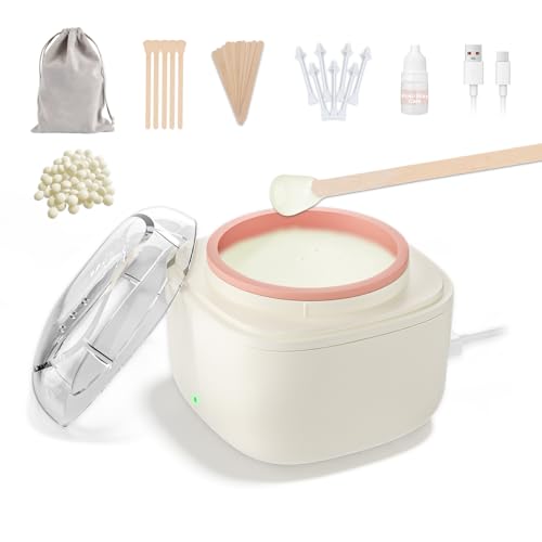 EYUYTU Eyebrow Wax Kit Mini Wax Pot for Eye-brow Lip Nose Hair Removal 26 Eye Brow Waxing Sticks 100g Beads USB Fast Heat Smart Constant Temp Travel or Home Use Eyebrow Nose Wax Kit