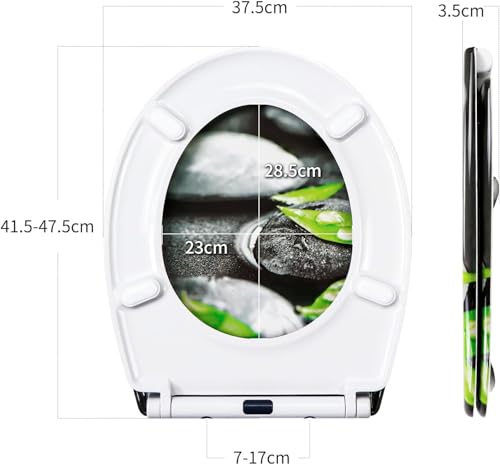 Duroplast Toilet Seat Soft Close,One Botton Quick Release,Toilet Lid with Top Fixing,Colourful Patterns (812-10)