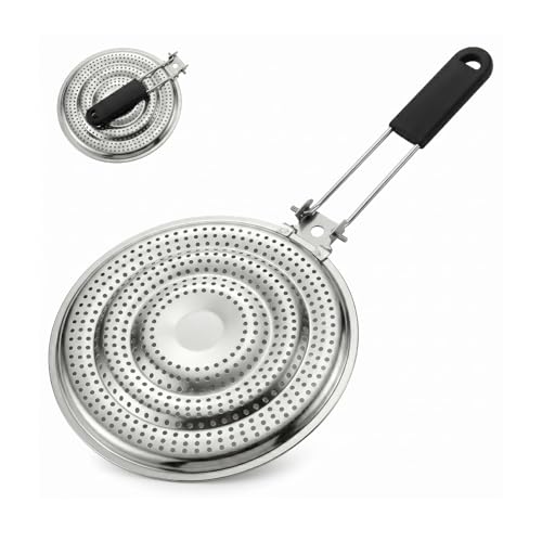 Cyoufine 8.25 inch Kitchen Heat Diffuser Reducer Flame Guard Plate With Removable Handle Stainless Steel Distributes Heat.