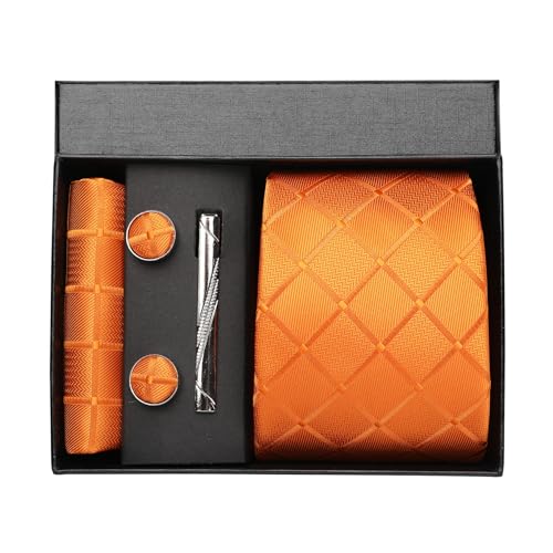 Image of Striped Plaid Polka Dot Mens Tie Formal Necktie Pocket Squares Ties Clips Cufflinks Classic for Men Set