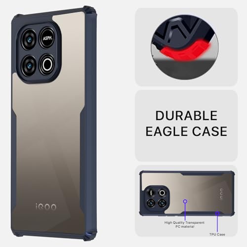 Image of Pikkme Back Cover for iQOO Neo 10 5G / Vivo Y300 GT 5G | Ultra Hyrbid | Full Camera Protection | Raised Edge | Crystal Clear Transparent Bumper Case (Blue)