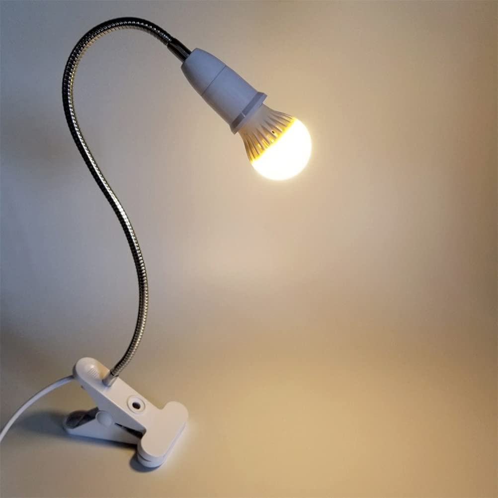 TIMESETL Lampe avec Pince E27 2Pcs Lampe de Bureau a Pince avec Interrupteur Flexible pour Lit Lampes de Table à Pinces, Lampes Spot Pinces, Réglable 360 ° Col de Cygne, Sans Ampoules