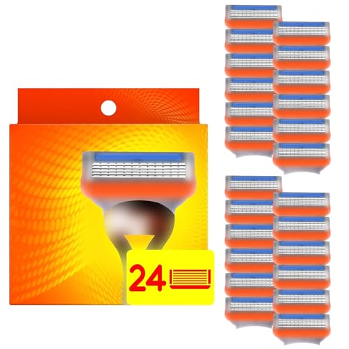 24 piezas Fusion 5 cuchillas de repuesto,cuchillas fusion,para afeitadoras Fusion-5, cuchillas de afeitar, 5 cuchillas, compatibles con maquinillas húmedas, afeitadoras de hombre