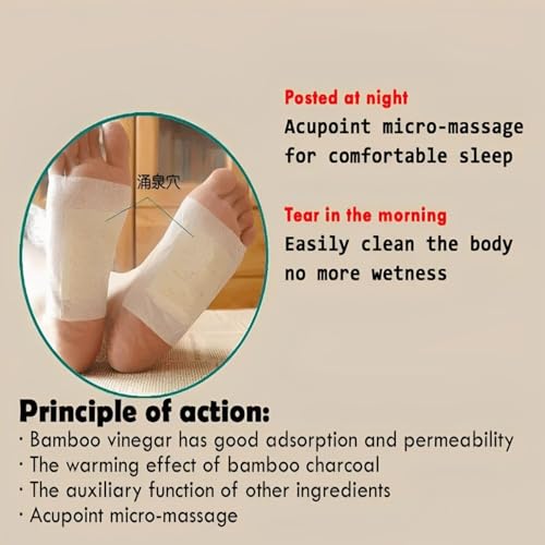 Image of Foot patch Herbal And Gentle Ingredient Detox Foot Pads, Natural Ingredients for Sleep Aid, Pain Relief, Toxin Removal with Bamboo Vinegar and Acupoint Micro-Massage Technology (PACK OF 20)