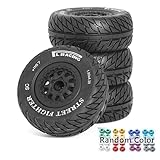 Chanmoo 1/10 RC Short Course Truck Wheels and Tires with 12mm Hex 1:10 Scale Off Road Tyres for 1/10 RC Off-Road Car Traxxas TRX4 Slash Arrma Losi Tenacity Vkar 10sc Hpi RC Buggy Car 4PCS (E Tires)