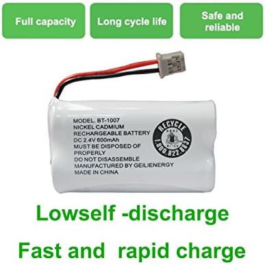 GEILIENERGY BT1007 BT-1007 BBTY0651101 Battery Compatible with Uniden BT904 BT-904 BT1015 BBTY0460001 BBTY0510001 BBTY0624001 BBTY0700001 HHR-P506, HHR-P506A Cordless Phone(2-Pack - 5