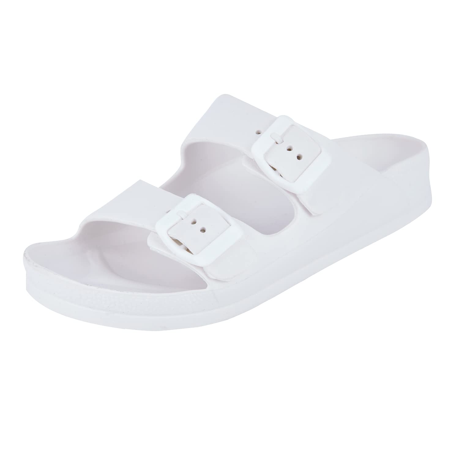 Photo 1 of AUSLAND Comfort Slides with Adjustable Double Buckle Footbed Sandals 9 Men's White
