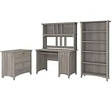 Bush Furniture Salinas Mission Desk with Hutch, Lateral File Cabinet and 5 Shelf Bookcase