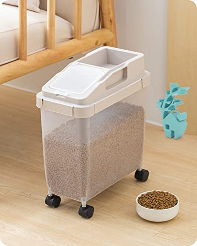 Baffect Luftdichter Aufbewahrungsbehälter für Tierfutter mit Messschaufel, Klappdeckel, 10 l Hundefutterbehälter für Trockenfutter, transparenter Kunststoff für Tierfutter für Vögel, Haustier, Hund