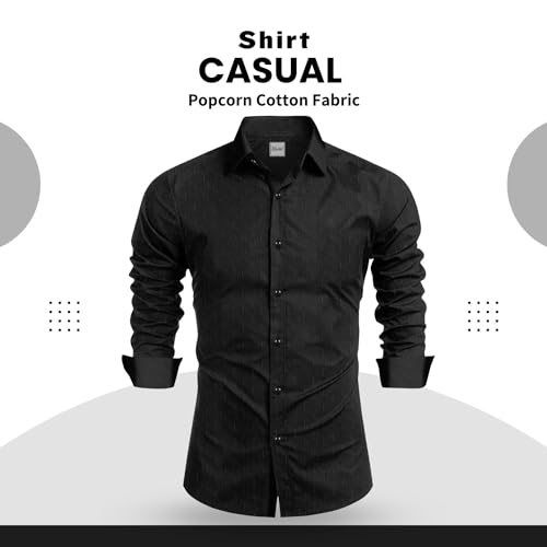 Image of Tailored Fit Men's Embossed Cotton Fabric with Long Sleeves Premium Casual Shirt for Men