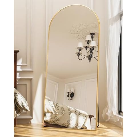 Antok Arched Full Length Mirror, 71"x32" Arched Floor Mirror, Glassless Mirror Full Length with Stand, Floor Mirror Freestanding, Wall Mounted Mirror for Bedroom Living Room, Gold Cover