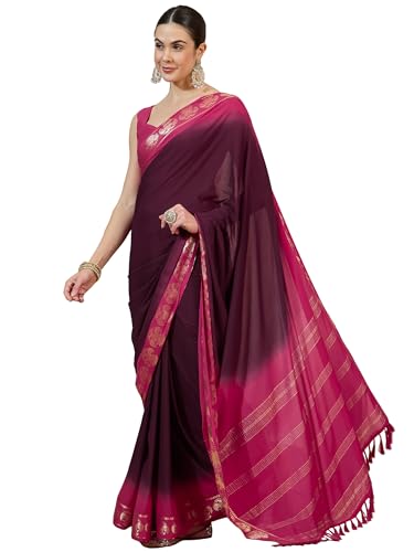 Image of AKHILAM Women's Mysore Silk Kanjivaram Pure Soft Ombre Print Saree With Unstitched Blouse Piece (73ALEKHA7301 NV Parent)