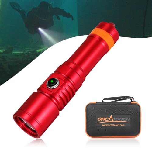 ORCATORCH D710 3000 Lumens Dive Light, Bright Diving Flashlight, Red