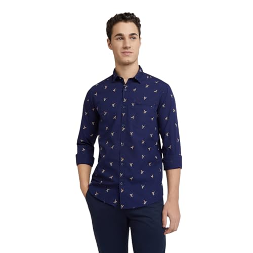 Image of Colorplus Men's Pure Cotton Print Pattern Contemporary Fit Regular Collar Full Sleeve Casual Shirt