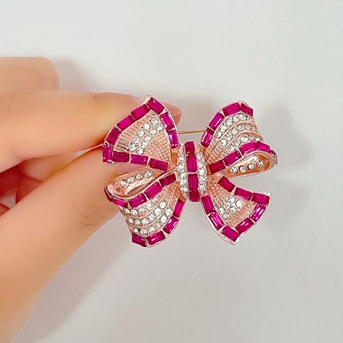 Image of Rhinestone Bow Collar Brooch For Women Dainty Crystal bow Brooch Pin Vintage Blue Sparkling lapel pin Unique Ribbon Bow brooch Badge Clothing Accessory Jewelry Gift