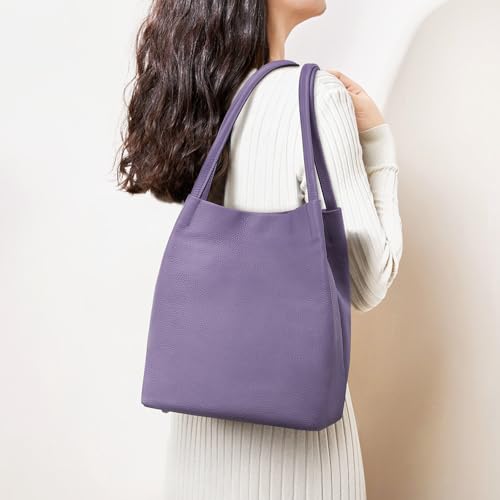 Image of Kattee Genuine Leather Tote Handbag for Women | Soft genuine leather tote with a secure magnetic snap closure for work, shopping, and everyday use.
