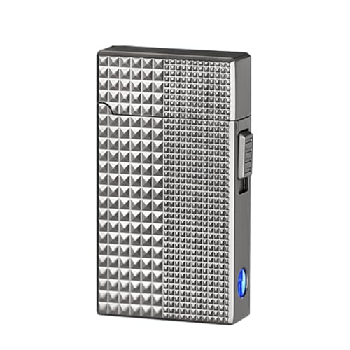 Encendedor inteligente de doble llama, portátil, múltiples modos de encendido, con ventana de aire transparente, butano recargable, llama ajustable, adecuado for regalos en interiores y exteriores.(D)