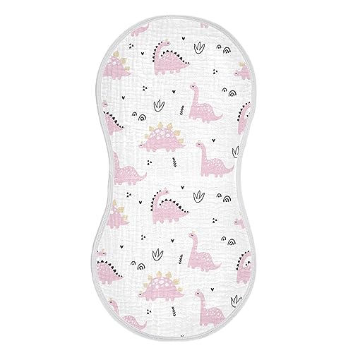 Image of Muslin Baby Burp Cloths, Baby Pink Dinosaurs Muslin Baby Rags Comfy Soft Absorbent in for Newborn Boys and Girls 1 Piece 22 x 11 Inch